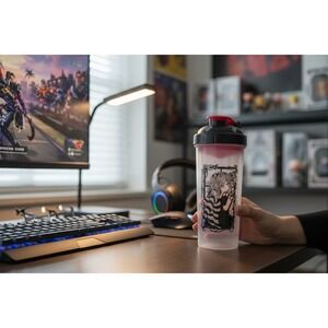 GamerSupps Waifu Cup Shaker w/Decal Pink Black Brand New Fixed Me Limited Ed
